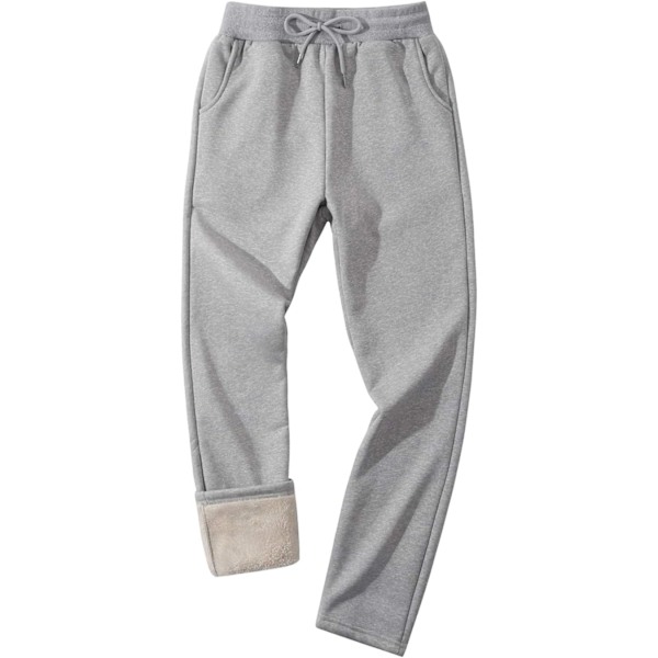 MEA Herr Vinter Varma Fleece Fodrade Joggingbyxor Sherpa Joggingbyxor Med Fickor Ljusgrå Stor