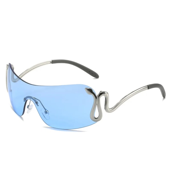 NWOGLSS 3559 luksus slange dekoration Y2K kvinder mode nuancer solbriller 2024 C5 Silver / Blue Fashionable sunglasses