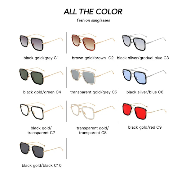 Hot Sale Metal Frame Iron Man Briller UV 400 Beskyttelse Super Star Solbriller Solbriller 6 iron man sunglasses