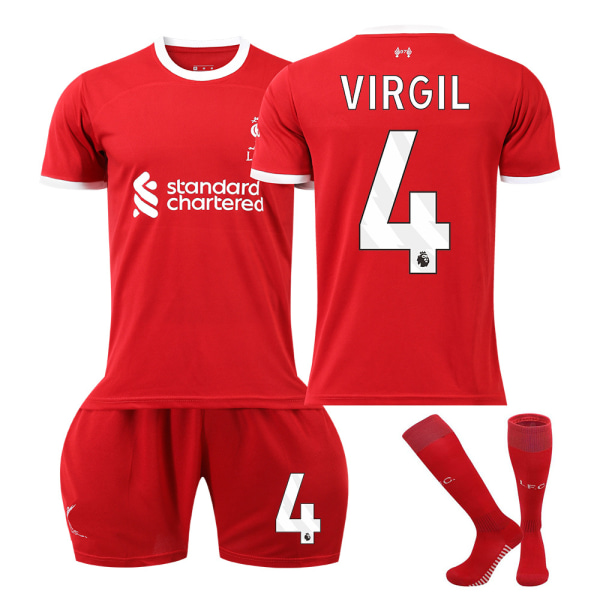 Liverpool fotbollströja 23-24 nr 11 Salah 9 Firmino 66 Arnold 10 McAllister tröja Size 6 with socks XS