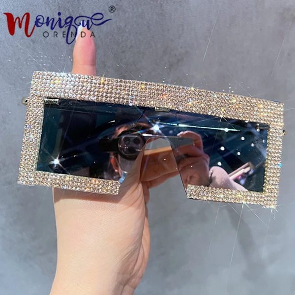 Nye Metal Frame Rimless Solbriller Kvinder 2024 Mode Vintage Mærke Designer Shades Briller Kvindelige Bling Solbriller Black