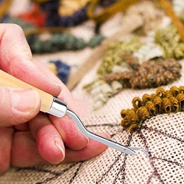5 kpl eri kokoisia kaarevia ratketta virkkauskoukkuja, 1 kpl puinen kaareva ratket ja 4 kokoa muovisia ratketta