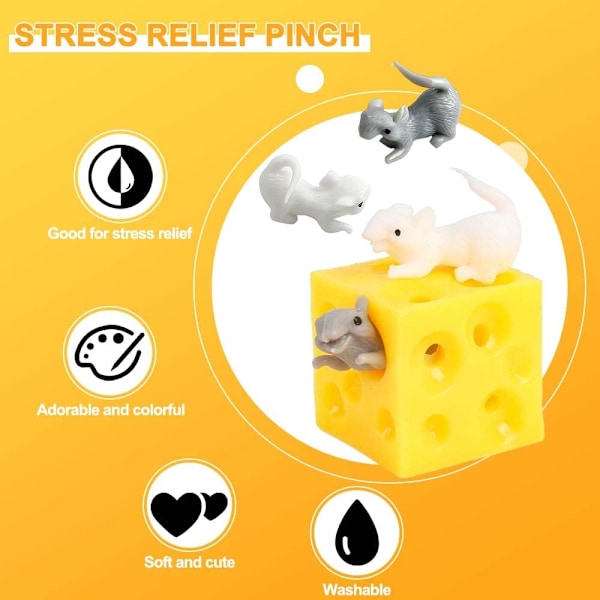 3-pack Squeeze Ost Fidget Leksar Gummi Simulerad Ost Stress Ångest Sensorisk