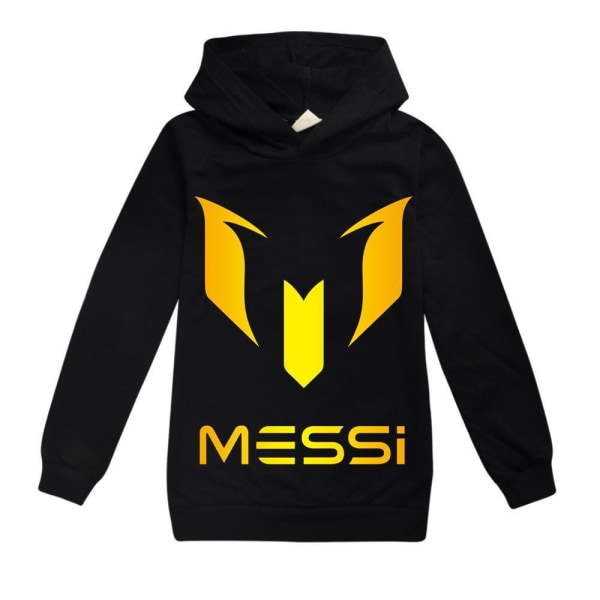 Messi Hoodie Fodbold Superstjerne Piger Tøj Børn Mode Drenge Messi Hoodie Sort Black 160 cm