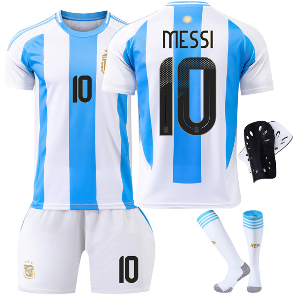 2024 Argentiinan jalkapalloasu nro 10 Messi Messi 11 Di Maria Copa América -paita lasten puku No. 21 socks + protective gear 22 yards