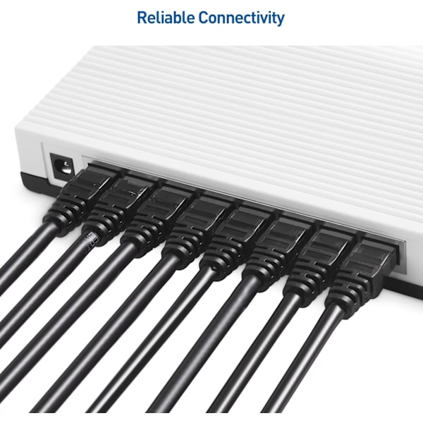 5-pack 10 Gbps Snagless Kort Cat6 Ethernet-kabel (Cat6-kabel, Cat 6-kabel) Svart Black 2m