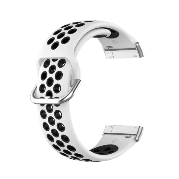 Blød silikone urrem i farver med hvidt sort metalspænde til Fitbit Versa3 / Fitbit Sense ur reparationsdele hvid sort