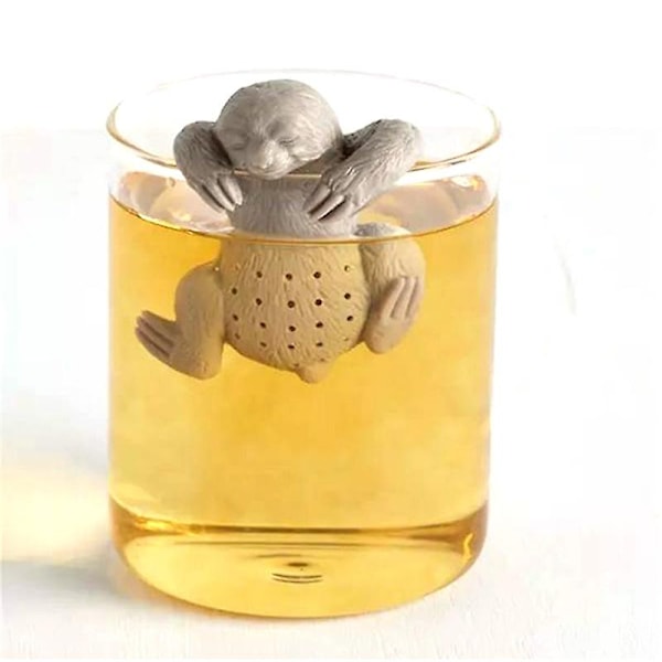 Søte dovendyr te-sil for løs te, silikon te-infuser, Fle
