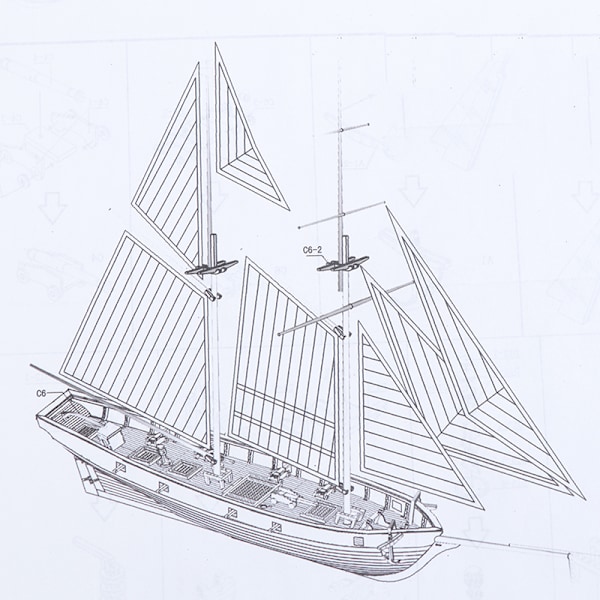 1:100 Halcon Träsegelskeppsmodell DIY-kit Skeppsmontering De A A one size