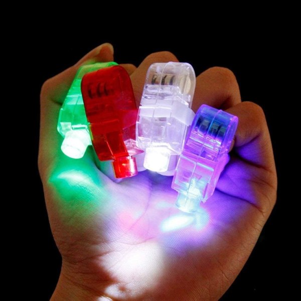 Fingerlys, 100 stk. LED fingerlys festartikler finger ring super lyse oplyste ringe finger lommelygte