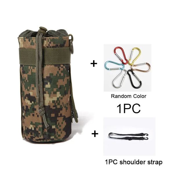 Taktisk Molle Vattenflaska Väska Militär Utomhus Camping Vandring Dragsko Vattenflaska Hållare Multifunktion Flaska Väska Jungle with strap