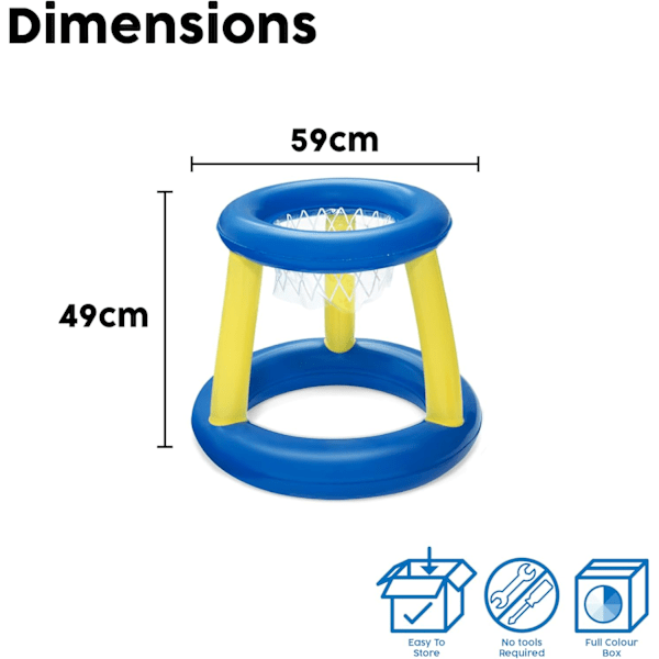 52418 Splash N Hoop Uppblåsbar Basketboll Simning Set, Flytande Poolspel, Orange