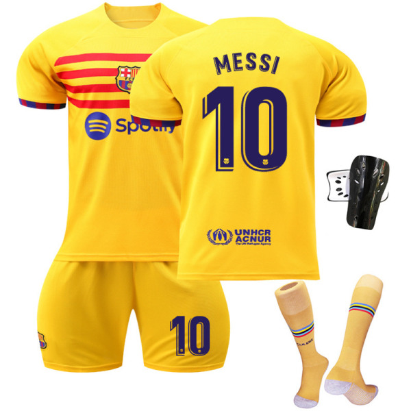 2022-23 Barcelona tre borta gul nr 9 Lewandowski 6 Gavi fotbollströja Katalonien element tröja No. 10 Messi with socks #16