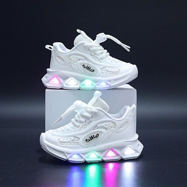 Flickor Pojkar Toddler Luminous Trainers Skor Barn Led Light Up Flash Sneakers Storlek Black Black Size 26 inside length 16cm