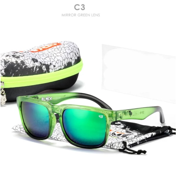 2024 Uusi saapuminen ulkoilulajit sävyt Vintage heijastava TAC-linssi miehet Spy Polarized aurinkolasit S174 C3 Square