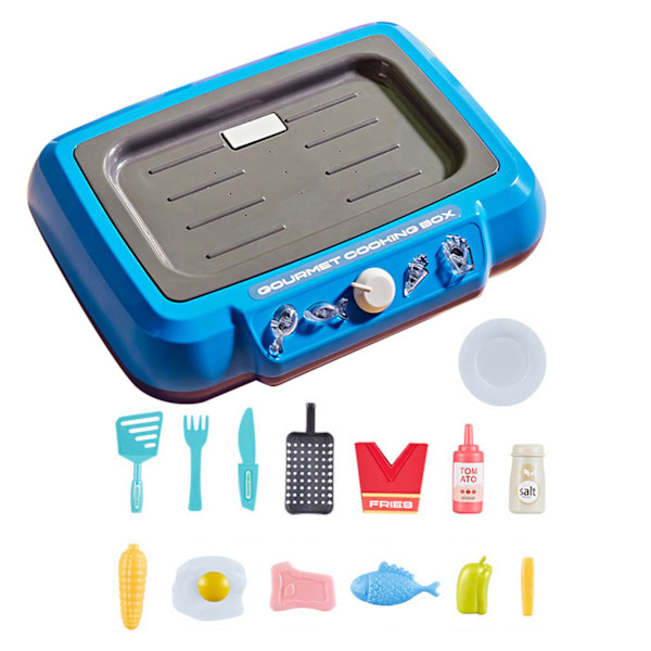 DIY Fry Gourmet Cooking Box Toy For Kids Batteridrevet Morsomt Puslespill Nyttårsgave Blue