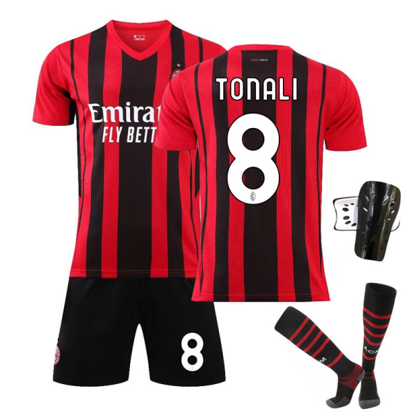 21-22AC Milan hemtröja nr 9 Giroud GIROUD nr 11 Ibrahimovic fotbollströja Size 8 with socks + protective gear 28#