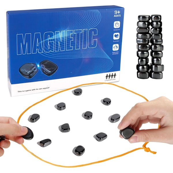 Magnetic Chess Game, Magnetic Chess Board Magnetic Stone Game with Rope, Magnetic Board Game, Magnetic Chess Strategy Game, Family Party Game