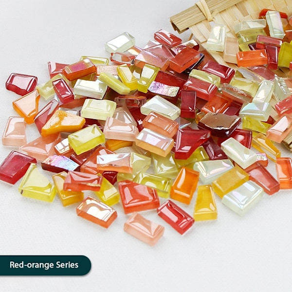 DIY Mosaikfragment Oregelbunden Form Handgjord Sten Jade - Perfekt Red-orange Series