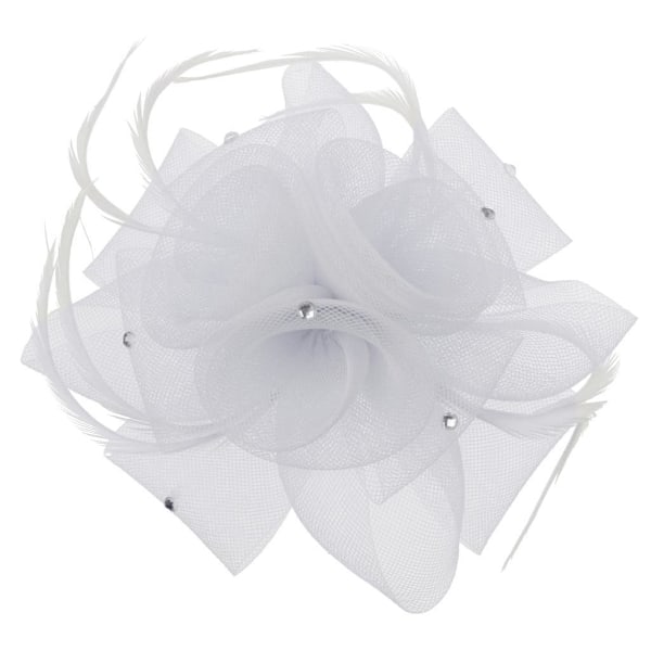 1/2 Bröllop Brud Dam Prom Ros Fjäder Fascinator Hårklämma Vit White 1 Set