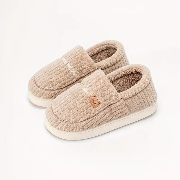 Søde Bjørn Plys Sko til Kvinder, Fuzzy Varme Slip-On Indendørs Anti-Slip Sko, Soveværelsessko beige EU40 41