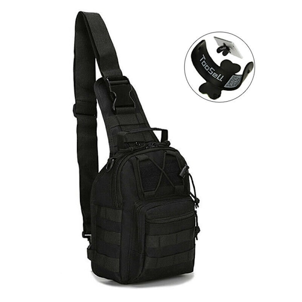 Herre Rygsæk Molle Taktisk Sling Brysttaske Assault Pack Messen Khaki Black