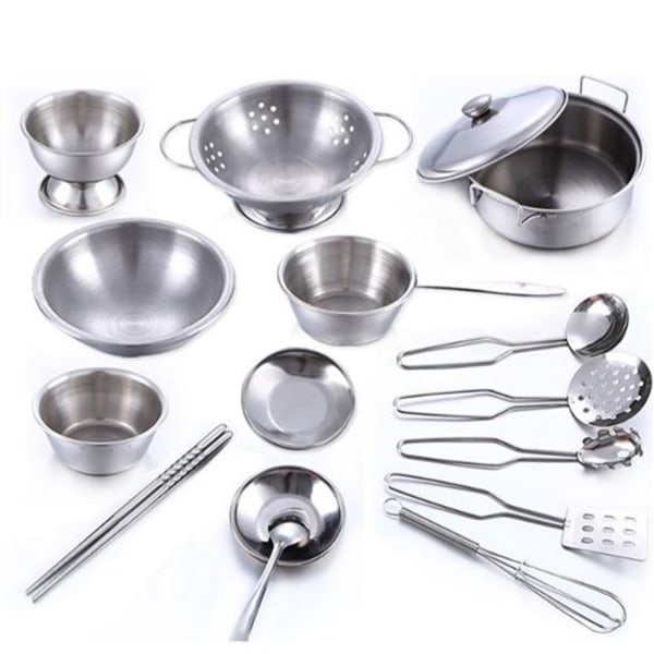 Köksset Barnleksak Imitation Stål 16Pc Silver MK