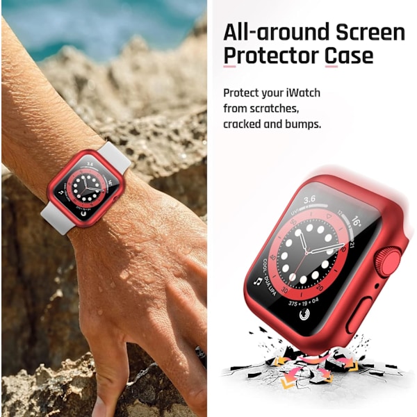 Vattentätt fodral till Apple Watch Series 8 Series Red Ed 45mm