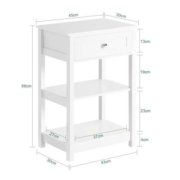 SoBuy Natbord Sengebord, Sofabord, Reliefbord, FBT46-W White