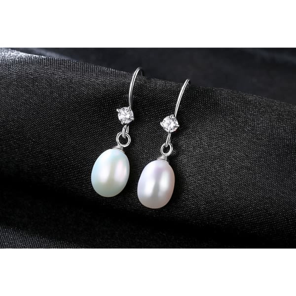 Sterling Silver White Pearl Drop örhängen skapade