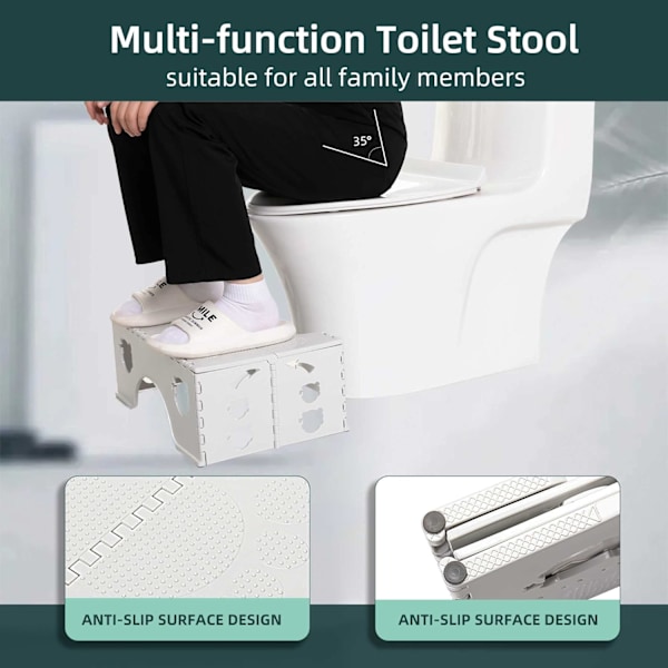 Uusi taittuva wc-jakkara - Harmaa - Fyysinen kylpyhuonejakkara aikuisille