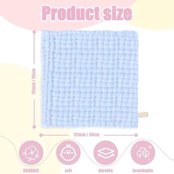 Baby Muslin Washcloths - Mjuka Ansiktsdukar, Absorberande Bad Ansikte