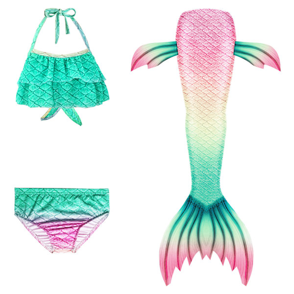 3-piece set girls mermaid tail bikini swimwear set STYLE 6