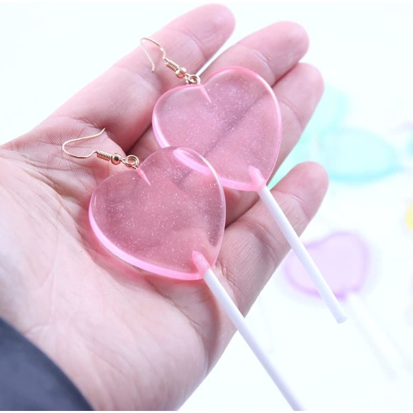 Söta söta Transparent Heart Candy Lollipop Örhängen Rolig Carto