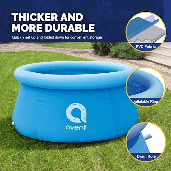 183 cm x 74 cm Oppustelig Swimmingpool Udendørs Rund Luft Top Ring Pools