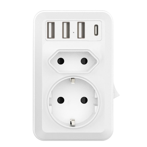 Adapter USA Tyskland kontakt med 3USB 1USB C, USA adapteruttag med 2AC, reseadapter typ B uttag adapter för Kanada Thailand Mexiko väggladdare