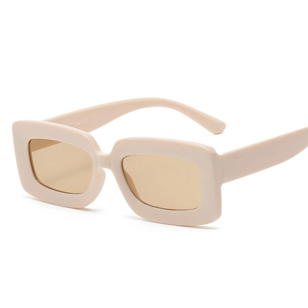 Halvat suorakaiteen muotoiset aurinkolasit 2024 Muodikkaat suositut aurinkolasit Naisille Neliön muotoiset aurinkolasit Karamelliväriset sävytetyt Ylisuuret aurinkolasit Beige Square Sunglasses