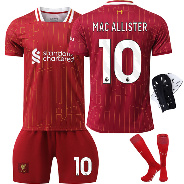 Liverpool 24-25 tröja nr 11 Salah 9 Firmino 66 Arnold 10 McAllister fotbollströja No. 10 Protective Gear with Socks 28 yards