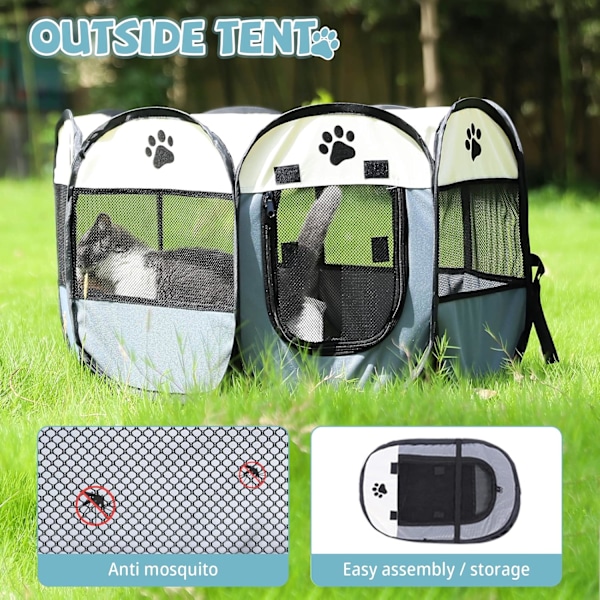 Bärbar Hundhage, Vikbar Hundhage, Lekhage Tält Hundhus Lekplats för Valp Hund/Katt Inomhus Utomhus Resa Camping Användning