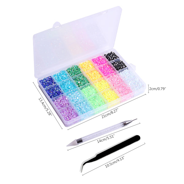 Harpiks Glitter 3D Rhinestones AB Flat Back Skinnende Steiner Neglekunst Blandet Pakke Negleperler Krystall Strass Tilbehør 0.27 64