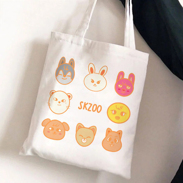 Stray Kids Skzoo tryckt canvasväska axelväska student mode shoppingväska STD311-D