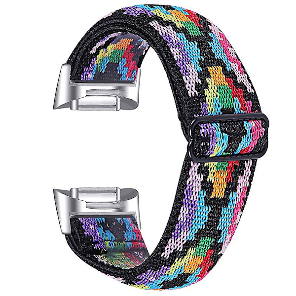 Elastisk nylonrem med justerbart spænde flettet urrem til Fitbit Charge 6/5 - 14# [DM] Multicolo Multicolored Style G Fitbit Charge 6