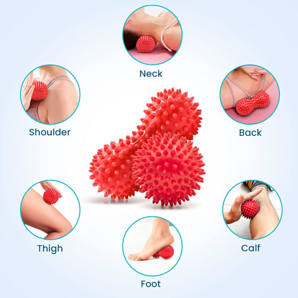 Hård spikad uppsättning - Perfekt för plantar fasciit, triggerpunkter, djupvävnad, myofascial frisättning - Designad för att lindra stress Set of 2 (Red)