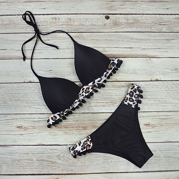 Bikinisett for kvinner med push-up og polstring - Badetøy for strand og svømming - Leopardmønster Leopard S
