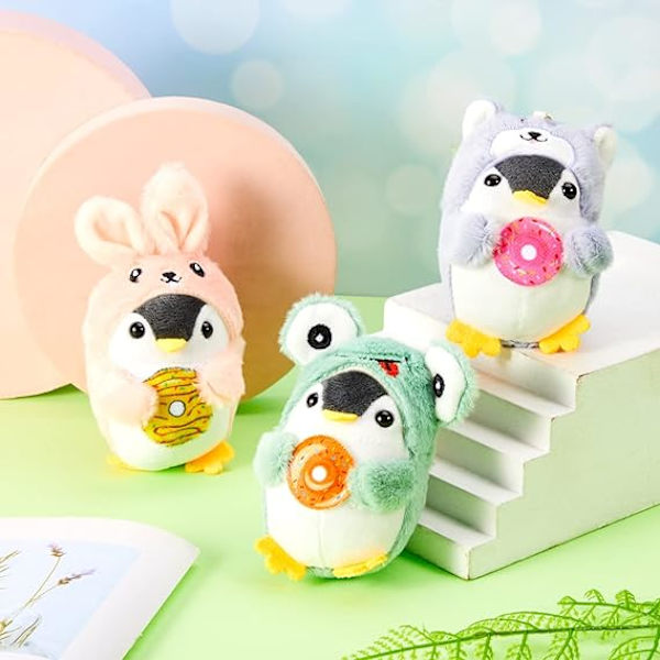 3 kpl Täytetty Pingviini Avaimenperä Söpö Plussinen Avaimenperä Sammakko Pupu Koira Cosplay