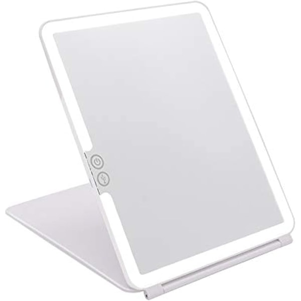 Foldbar Opplyst Sminke Speil med 3 Farge Lysmoduser USB Oppladbar 1800mA Batterier Bærbar Kompakt Toalett Speil Dimbar Reisespeil