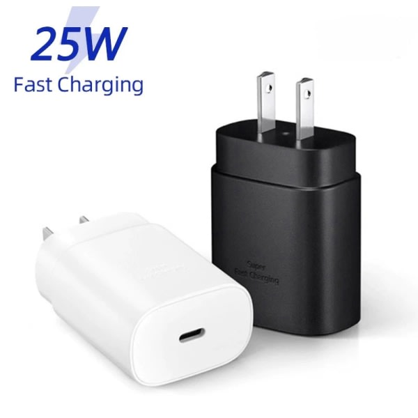 IC 25W oplader til Galaxy S22 S21 Note 20 Super Fast Charging USB P Sort EU-stik