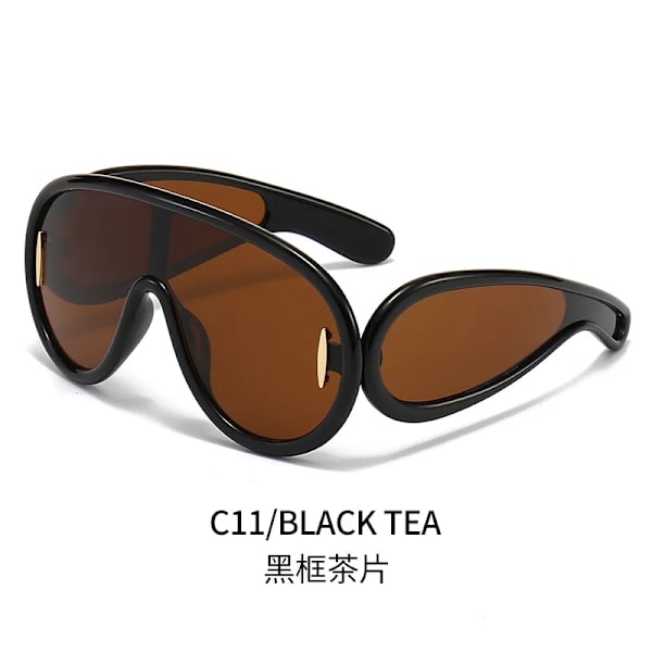 2024 Solglasögon Mode UV400 PC Bred Spegel Ben Personlig Lyx Unisex Topp En Del Överdimensionerad Ram Mode Lyx C11 FASHION