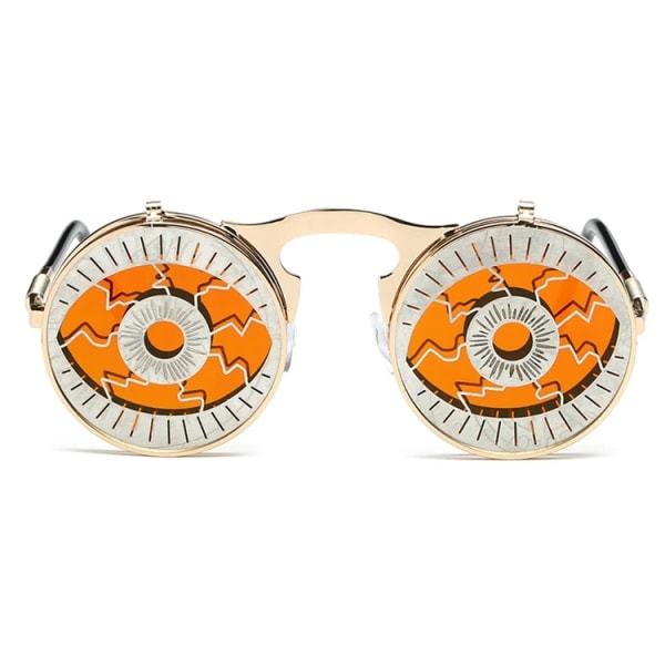 Retro-henkilöllisyyden heijastavat uudet miesten metalliset aurinkolasit Steampunk-käännettävät aurinkolasit 2024 C1 Picture Color Round Sunglasses