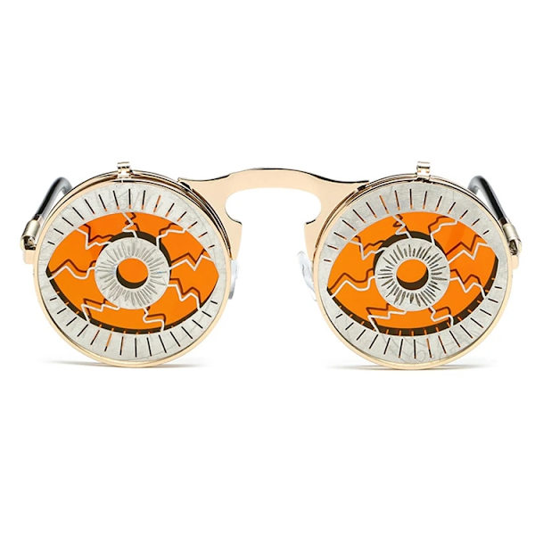 Retro-henkilöllisyyden heijastavat uudet miesten metalliset aurinkolasit Steampunk-käännettävät aurinkolasit 2024 C12  Picture Color Round Sunglasses